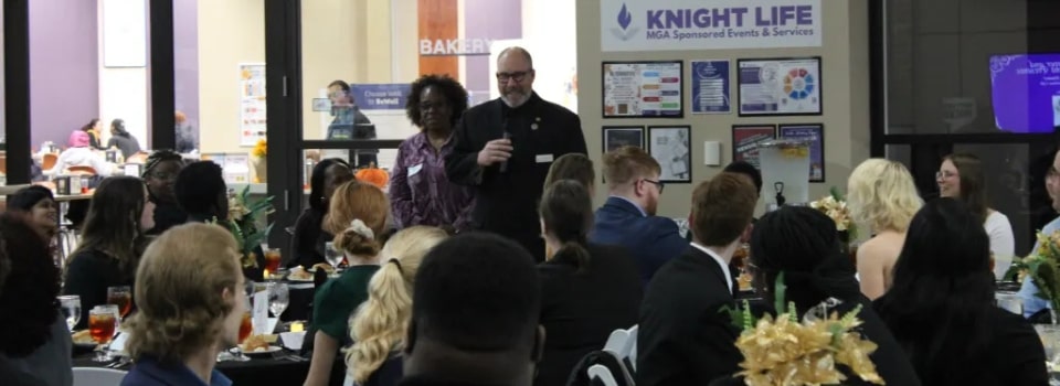 An event hosted by Student Council, celebrating MGA students in the Macon campus cafeteria